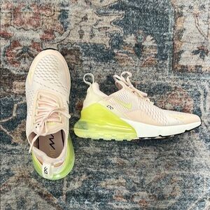 Nike Air Max 270 Sneakers in Soft Pink and Neon Yellow